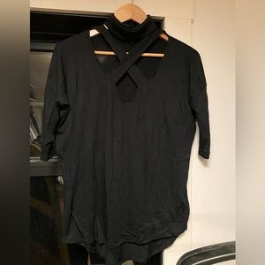 Express cutout neck short sleeve top